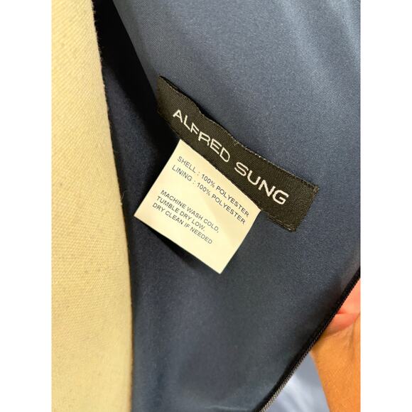 Alfred Sung Off Shoulder Satin Dress 4 Blue NWOT Gown Formal Wedding D811S - Picture 8 of 8